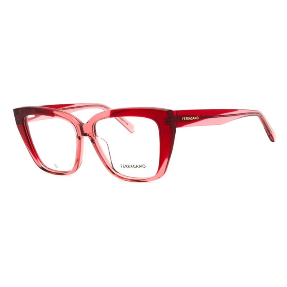 Salvatore Ferragamo Eyeglasses Cat Eye Full Rim, Transparent Burgundy/Antique